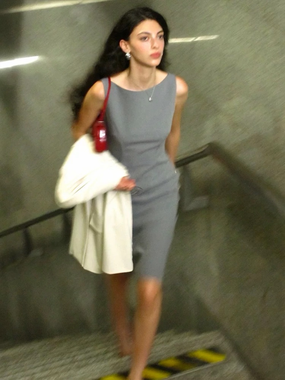 Sleeveless Gray Sheath Dress - Classic Women's Office Dress